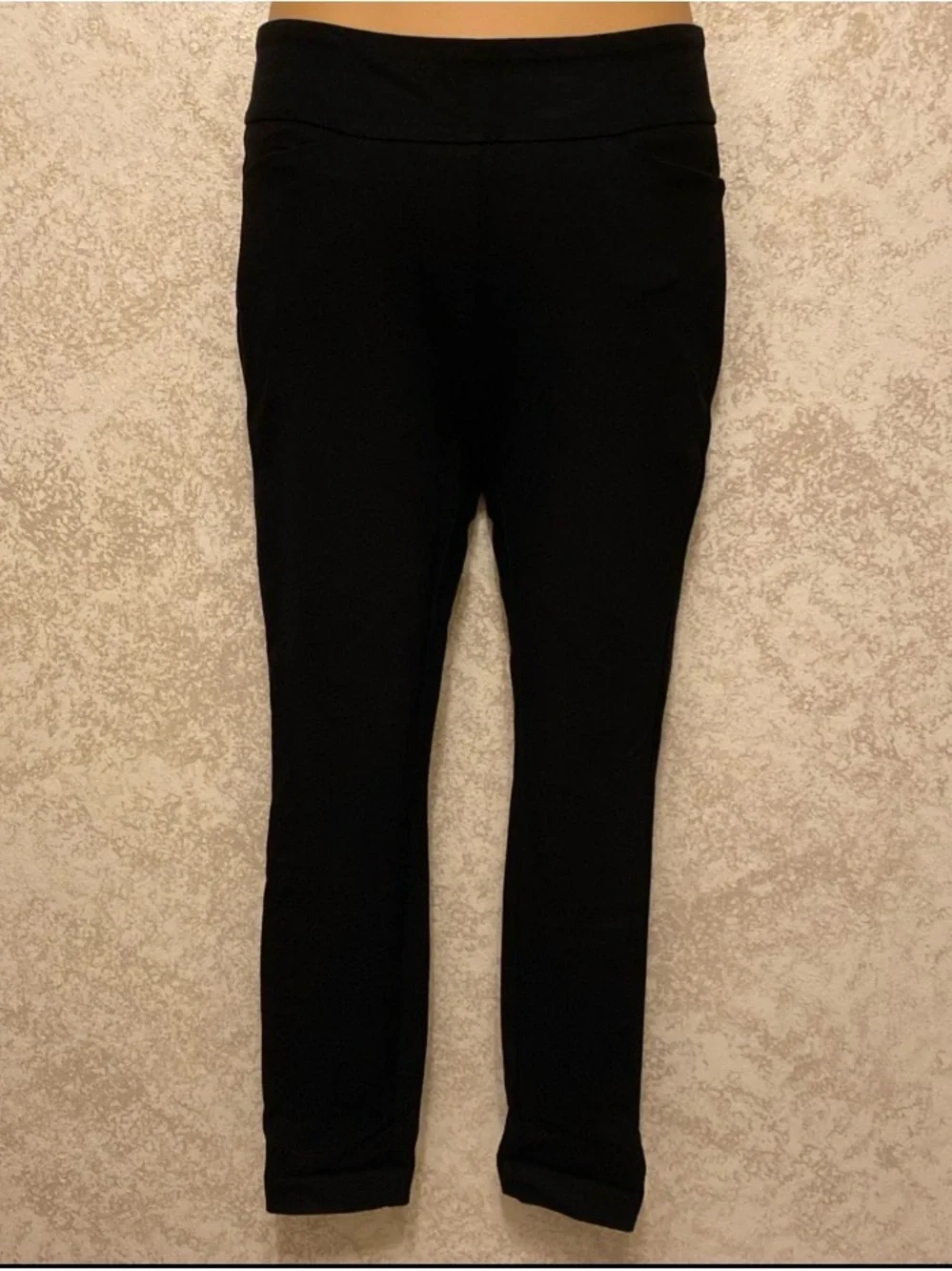 Dalia Black Pull-On Slim Leg Trousers